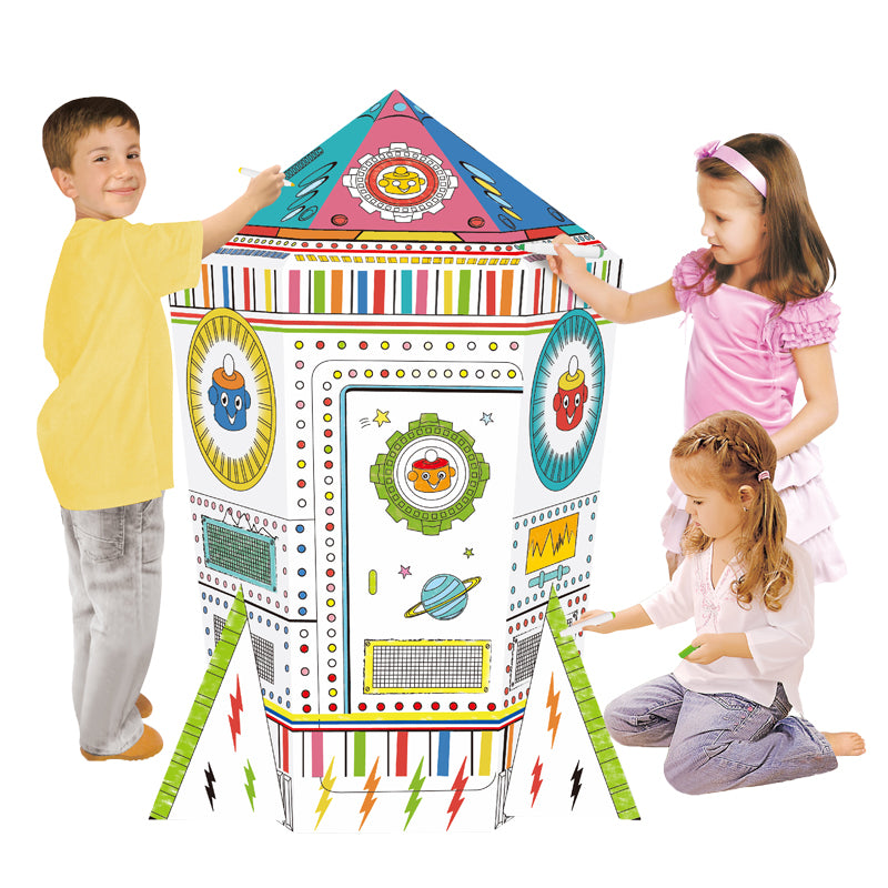 Cardboard Colouring Playhouse - Large Rocket