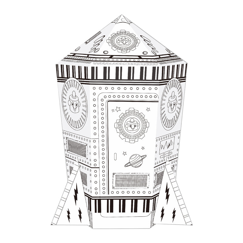 Cardboard Colouring Playhouse - Large Rocket
