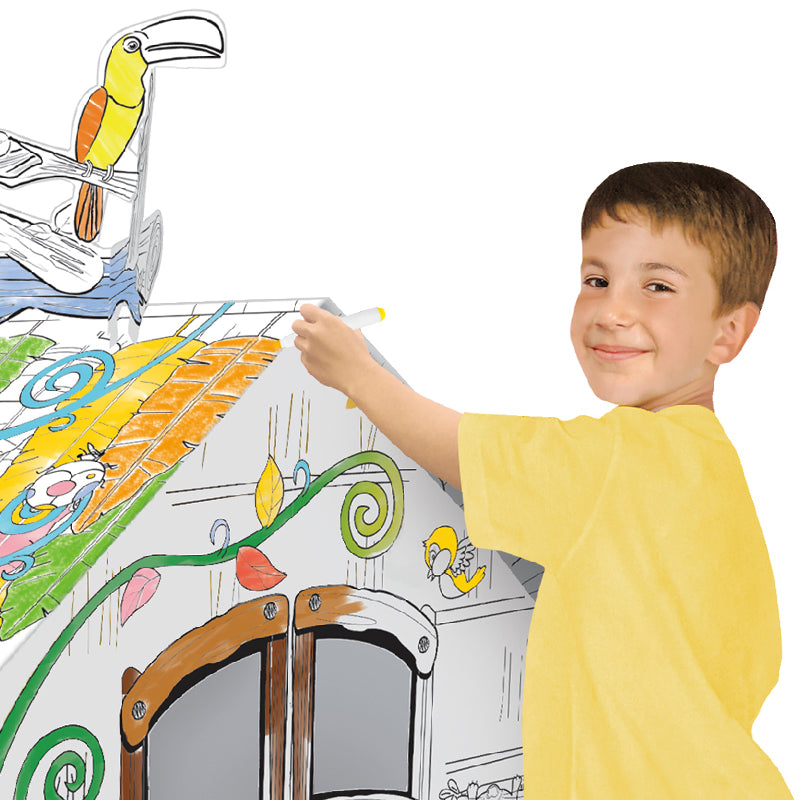 Cardboard Colouring Playhouse - Jungle House