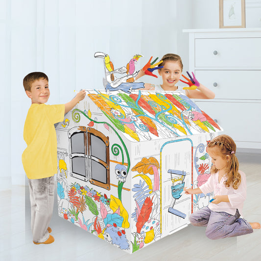 Cardboard Colouring Playhouse - Jungle House
