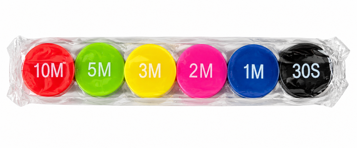 Set of 6 Colour-Coded Sand Timers